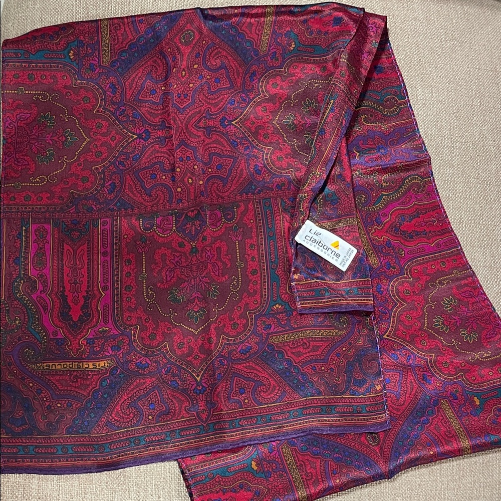 liz claiborne multicoloured silk scarf 100%silk
